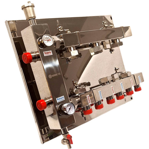 Open verdeler-collector 3 circuits + Thermometer & manometer Nordic Tec NL1
